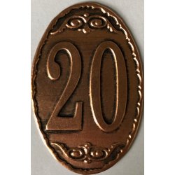 Fém címke réz ovál kicsi évszámos 20