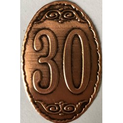 Fém címke réz ovál kicsi évszámos 30