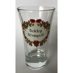 Dekor lungo üvegpohár piros Boldog Névnapot 75 ml