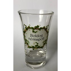 Dekor lungo üvegpohár zöld Boldog Névnapot 75 ml