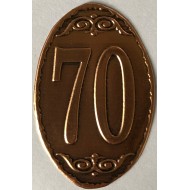 Fém címke réz ovál kicsi évszámos 70