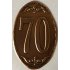 Fém címke réz ovál kicsi évszámos 70