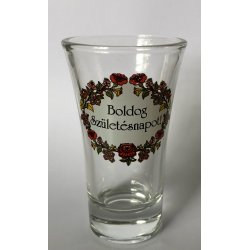 Dekor lungo üvegpohár piros Boldog Születésnapot 75 ml