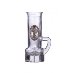 Ón címkés füles Grappa üvegpohár  0,04 Literes barack 